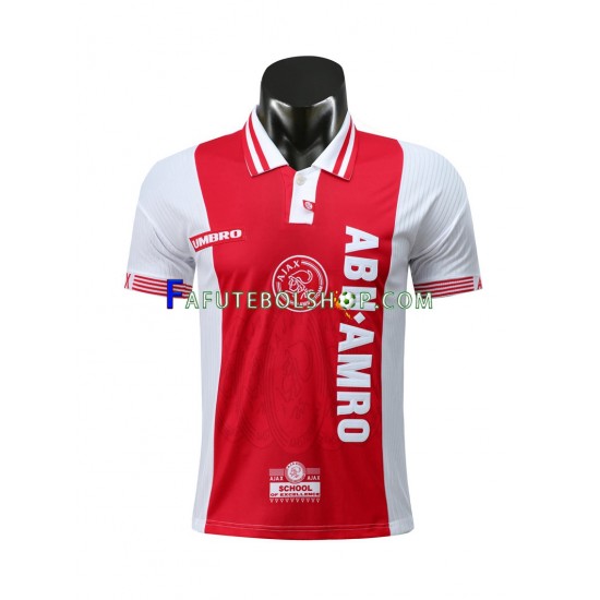 Camisa 1 AFC Ajax Retrô 1997-1998 manga curta ,Masculino