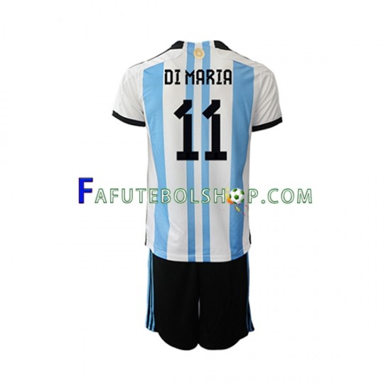 Camisa 1 Argentina Di Maria 11 Copa Do Mundo 2022 manga curta ,infantil