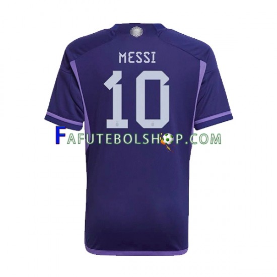 Camisa 2 Argentina Lionel Messi 10 Copa Do Mundo 2022 manga curta ,Masculino