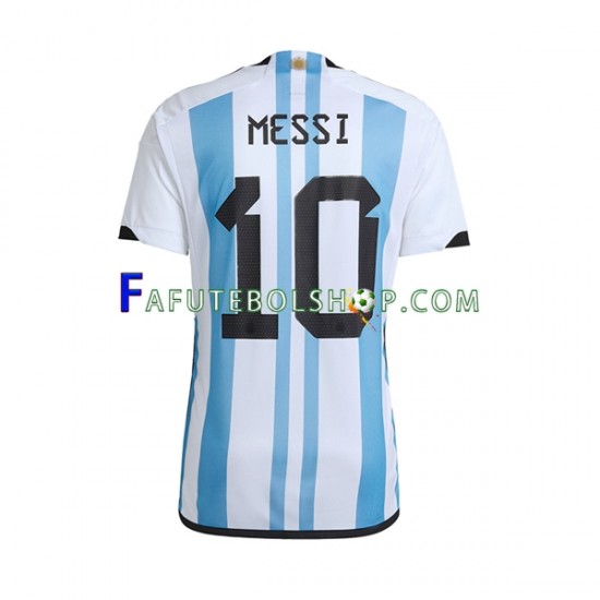 Camisa 1 Argentina Lionel Messi 10 Copa Do Mundo 2022 manga curta ,Masculino