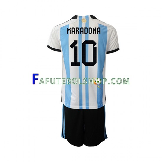 Camisa 1 Argentina Maradona 10 Copa Do Mundo 2022 manga curta ,infantil