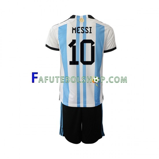 Camisa 1 Argentina Messi 10 Copa Do Mundo 2022 manga curta ,infantil