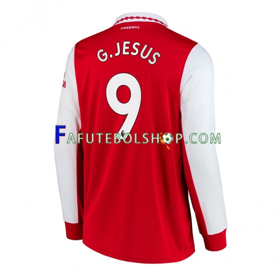 Camisa 1 Arsenal Gabriel Jesus 9 2022-2023 manga longa ,Masculino