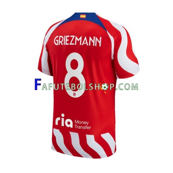 Camisa 1 Atlético de Madrid Antoine Griezmann 8 2022-2023 manga curta ,Masculino