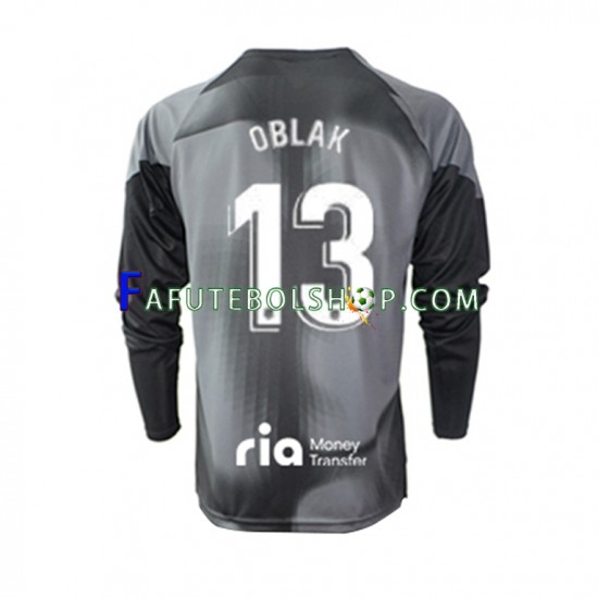 Camisa Goleiro 2 Atlético de Madrid Jan Oblak 13 2022-2023 manga longa ,Masculino