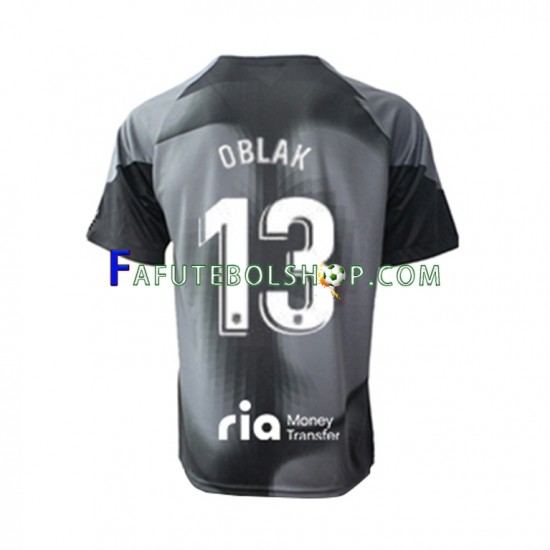 Camisa Goleiro 2 Atlético de Madrid Jan Oblak 13 2022-2023 manga curta ,Masculino