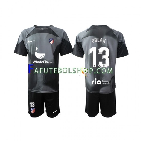 Camisa Goleiro 2 Atlético de Madrid Jan Oblak 13 2022-2023 manga curta ,infantil