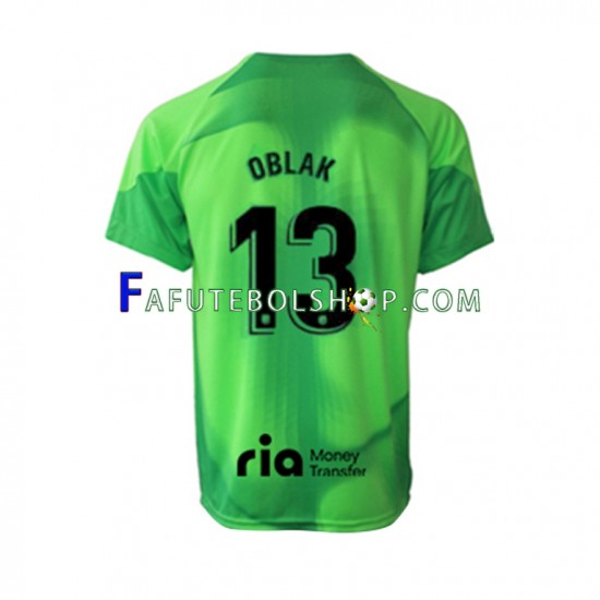 Camisa Goleiro 1 Atlético de Madrid Jan Oblak 13 2022-2023 manga curta ,Masculino