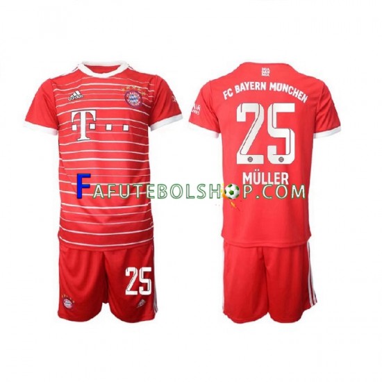 Camisa 1 Bayern de Munique Muller 25 2022-2023 manga curta ,infantil