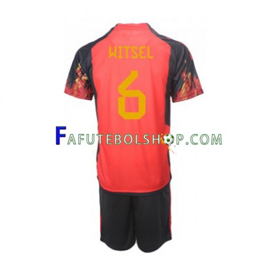 Camisa 1 Bélgica Axel Witsel 6 Copa Do Mundo 2022 manga curta ,infantil