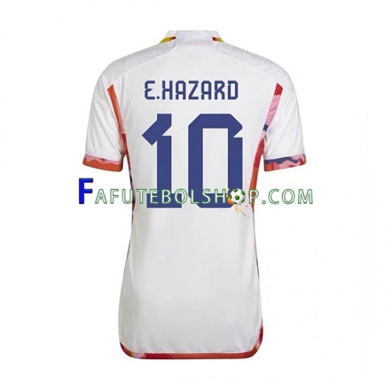 Camisa 2 Bélgica Eden Hazard 10 Copa Do Mundo 2022 manga curta ,Masculino