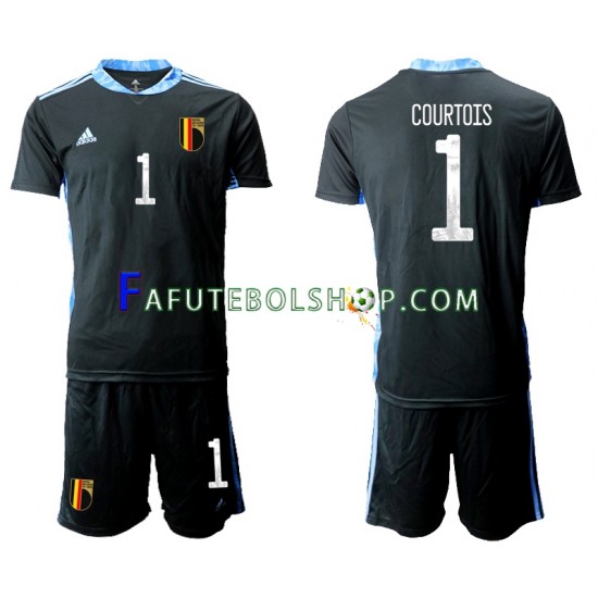 Camisa Goleiro 1 Bélgica Thibaut Courtois 1 Euro 2020 manga curta ,infantil