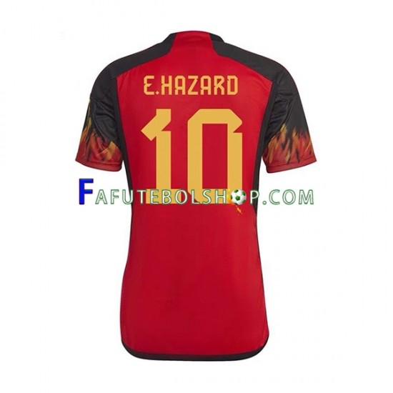 Camisa 1 Bélgica Hazard 10 Copa Do Mundo 2022 manga curta ,Masculino