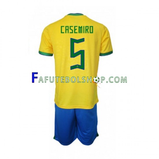 Camisa 1 Brasil Casemiro 5 Copa Do Mundo 2022 manga curta ,infantil