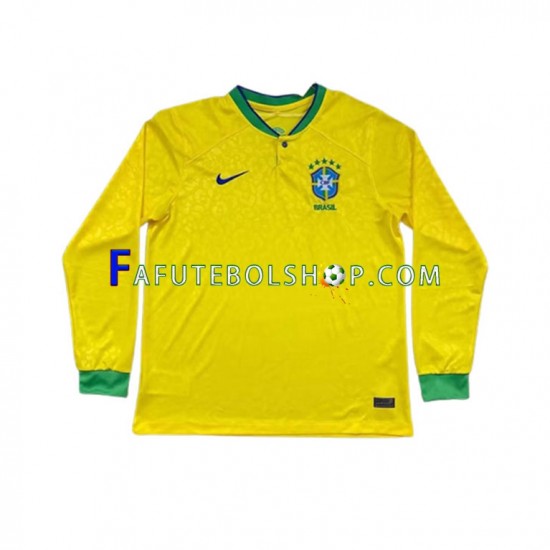 Camisa 1 Brasil Copa Do Mundo 2022 manga longa ,Masculino