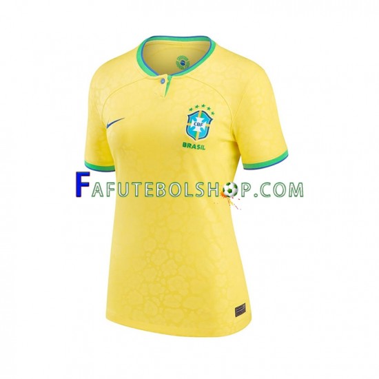 Camisa 1 Brasil Copa Do Mundo 2022 manga curta ,Feminino