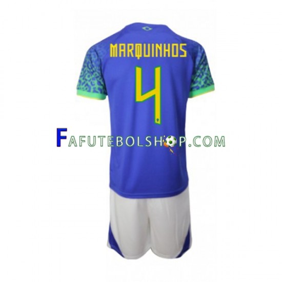 Camisa 2 Brasil Marquinhos 4 Copa Do Mundo 2022 manga curta ,infantil