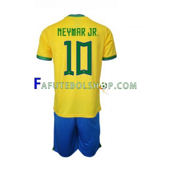 Camisa 1 Brasil Neymar JR 10 Copa Do Mundo 2022 manga curta ,infantil