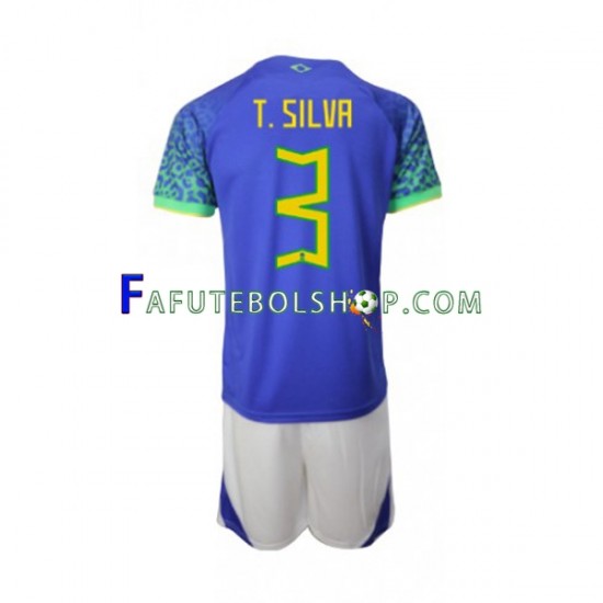 Camisa 2 Brasil Thiago Silva 3 Copa Do Mundo 2022 manga curta ,infantil