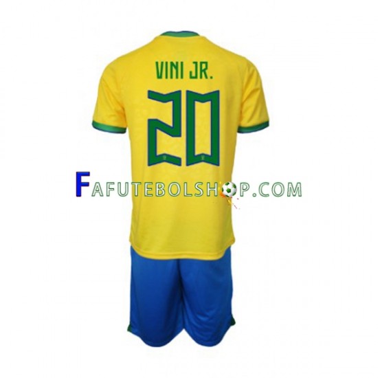 Camisa 1 Brasil Vinicius Junior 20 Copa Do Mundo 2022 manga curta ,infantil