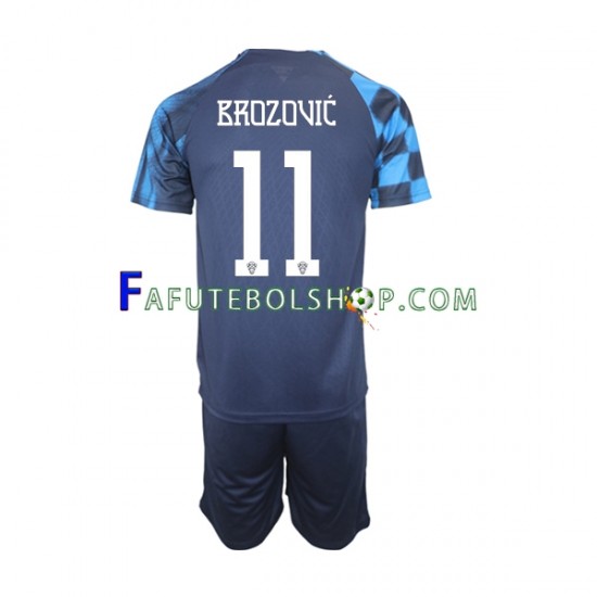 Camisa 2 Croácia Brozovic 11 Copa Do Mundo 2022 manga curta ,infantil