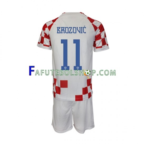 Camisa 1 Croácia Brozovic 11 Copa Do Mundo 2022 manga curta ,infantil