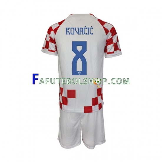 Camisa 1 Croácia Kovacic 8 Copa Do Mundo 2022 manga curta ,infantil