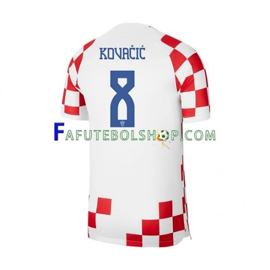 Camisa 1 Croácia Kovacic 8 Copa Do Mundo 2022 manga curta ,Masculino