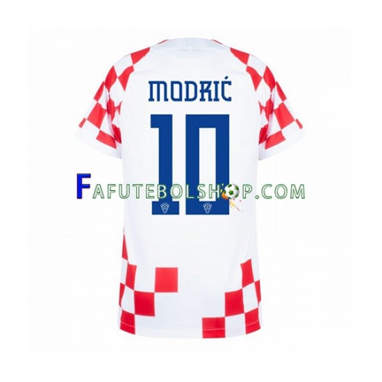 Camisa 1 Croácia Modrić 10 Copa Do Mundo 2022 manga curta ,Masculino