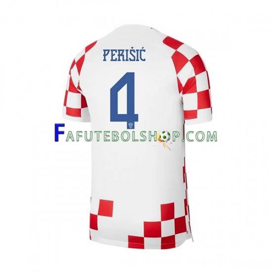 Camisa 1 Croácia Perisic 4 Copa Do Mundo 2022 manga curta ,Masculino