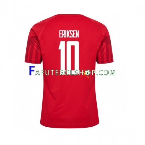 Camisa 1 Dinamarca Christian Eriksen 10 Copa Do Mundo 2022 manga curta ,Masculino