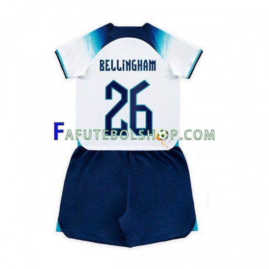 Camisa 1 Inglaterra Bellingham 26 Copa Do Mundo 2022 manga curta ,infantil