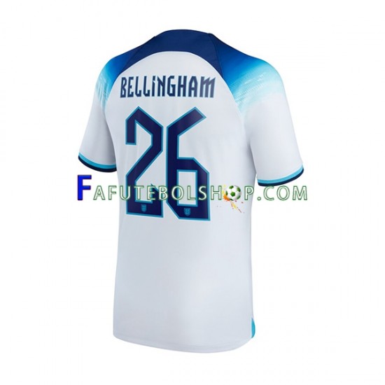 Camisa 1 Inglaterra Bellingham 26 Copa Do Mundo 2022 manga curta ,Masculino