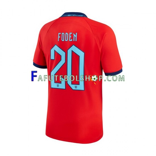 Camisa 2 Inglaterra Foden 20 Copa Do Mundo 2022 manga curta ,Masculino