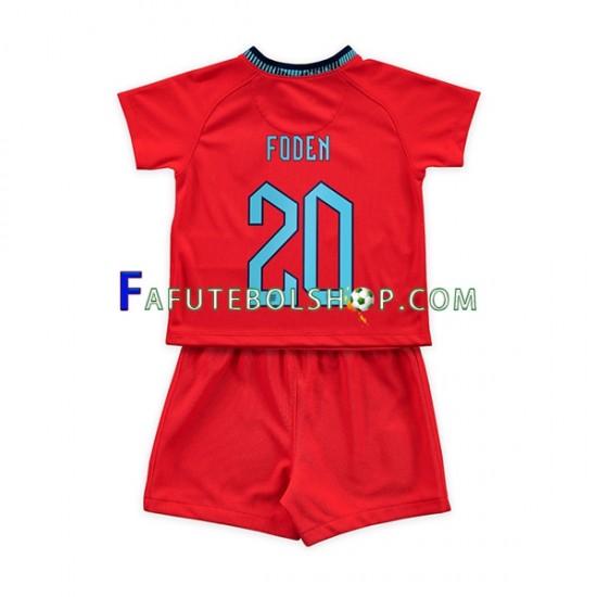 Camisa 2 Inglaterra Foden 20 Copa Do Mundo 2022 manga curta ,infantil