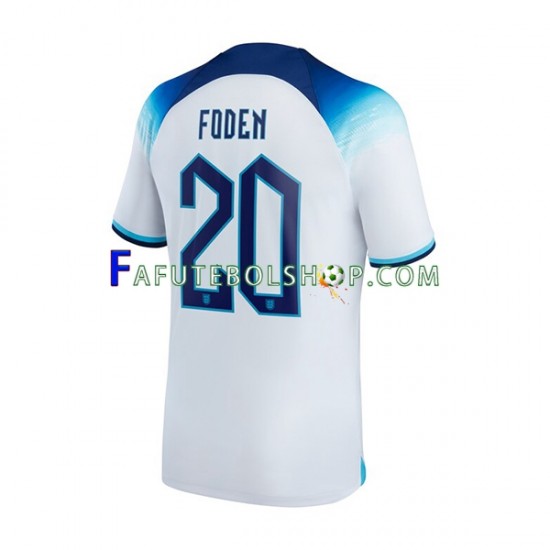 Camisa 1 Inglaterra Foden 20 Copa Do Mundo 2022 manga curta ,Masculino