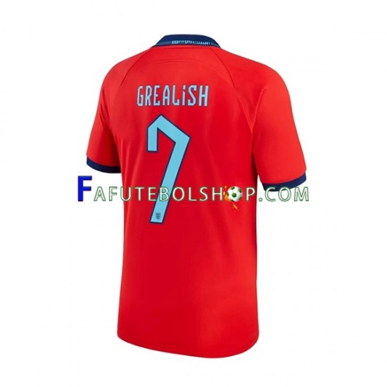 Camisa 2 Inglaterra Grealish 7 Copa Do Mundo 2022 manga curta ,Masculino