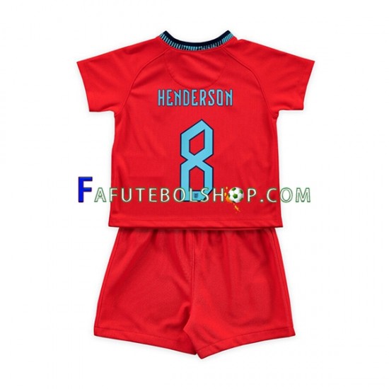 Camisa 2 Inglaterra Henderson 8 Copa Do Mundo 2022 manga curta ,infantil