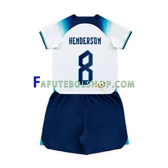 Camisa 1 Inglaterra Henderson 8 Copa Do Mundo 2022 manga curta ,infantil