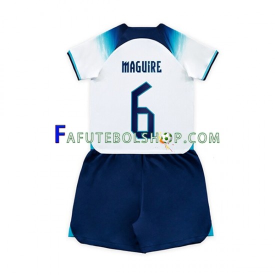 Camisa 1 Inglaterra Maguire 6 Copa Do Mundo 2022 manga curta ,infantil