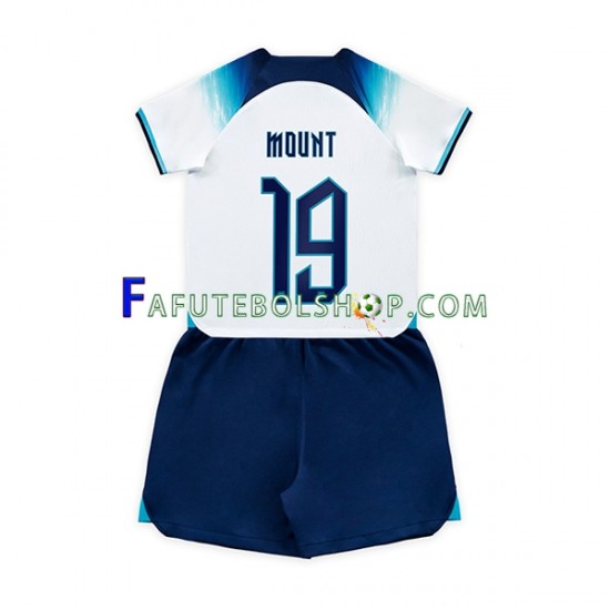 Camisa 1 Inglaterra Mount 19 Copa Do Mundo 2022 manga curta ,infantil