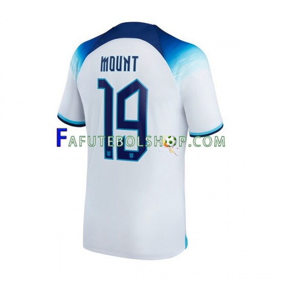 Camisa 1 Inglaterra Mount 19 Copa Do Mundo 2022 manga curta ,Masculino