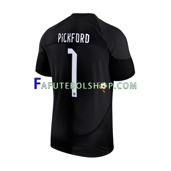 Camisa Goleiro 1 Inglaterra Pickford 1 Copa Do Mundo 2022 manga curta ,Masculino