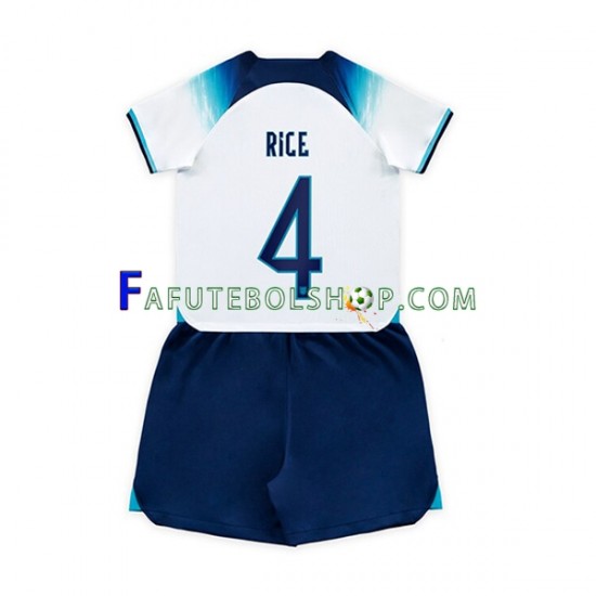 Camisa 1 Inglaterra Rice 4 Copa Do Mundo 2022 manga curta ,infantil