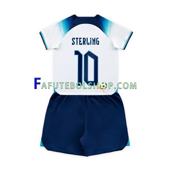 Camisa 1 Inglaterra Sterling 10 Copa Do Mundo 2022 manga curta ,infantil