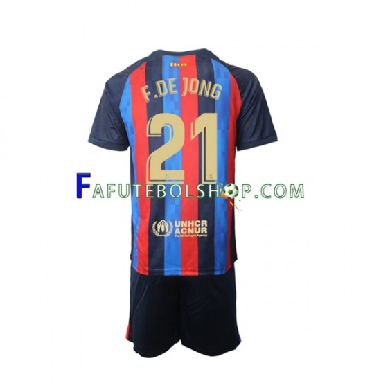 Camisa 1 FC Barcelona Frenkie de Jong 21 2022-2023 manga curta ,infantil