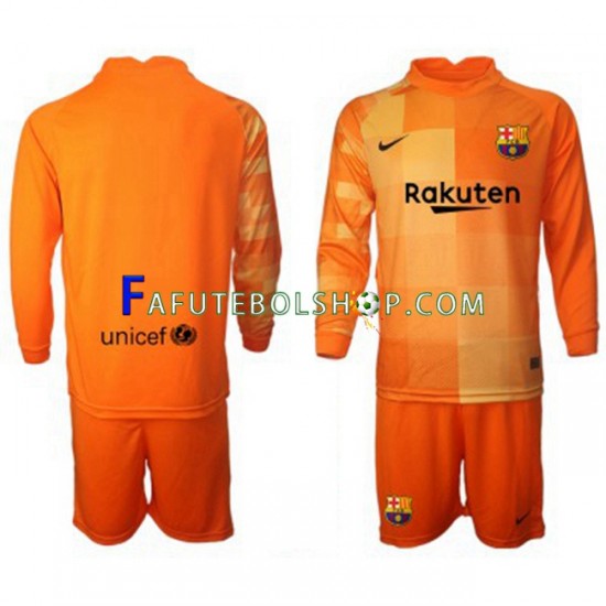 Camisa Goleiro 1 FC Barcelona 2021-2022 manga longa ,infantil