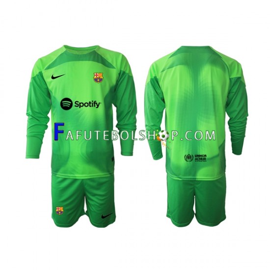 Camisa Goleiro 1 FC Barcelona 2022-2023 manga longa ,infantil