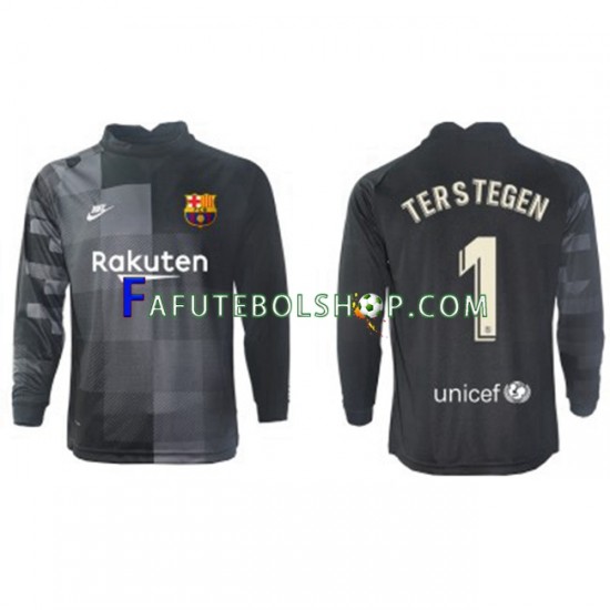 Camisa Goleiro 2 FC Barcelona Ter Stegen 1 2021-2022 manga longa ,Masculino