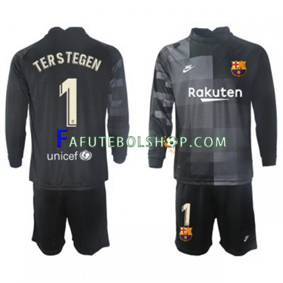 Camisa Goleiro 2 FC Barcelona Ter Stegen 1 2021-2022 manga longa ,infantil